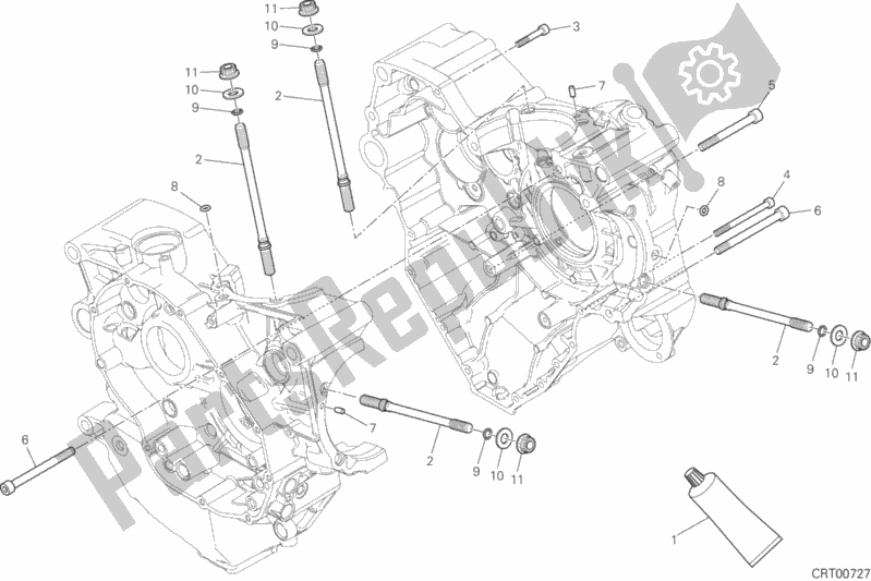 All parts for the 10a - Half-crankcases Pair of the Ducati Diavel Xdiavel Thailand 1260 2016